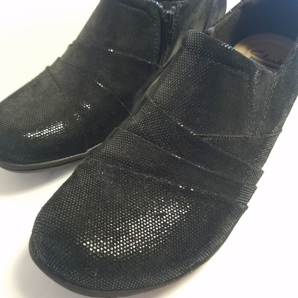 Clarks Womens Channing Kim Black Clog Shimmer Loafer. Sz 9 - Picture 2 of 10